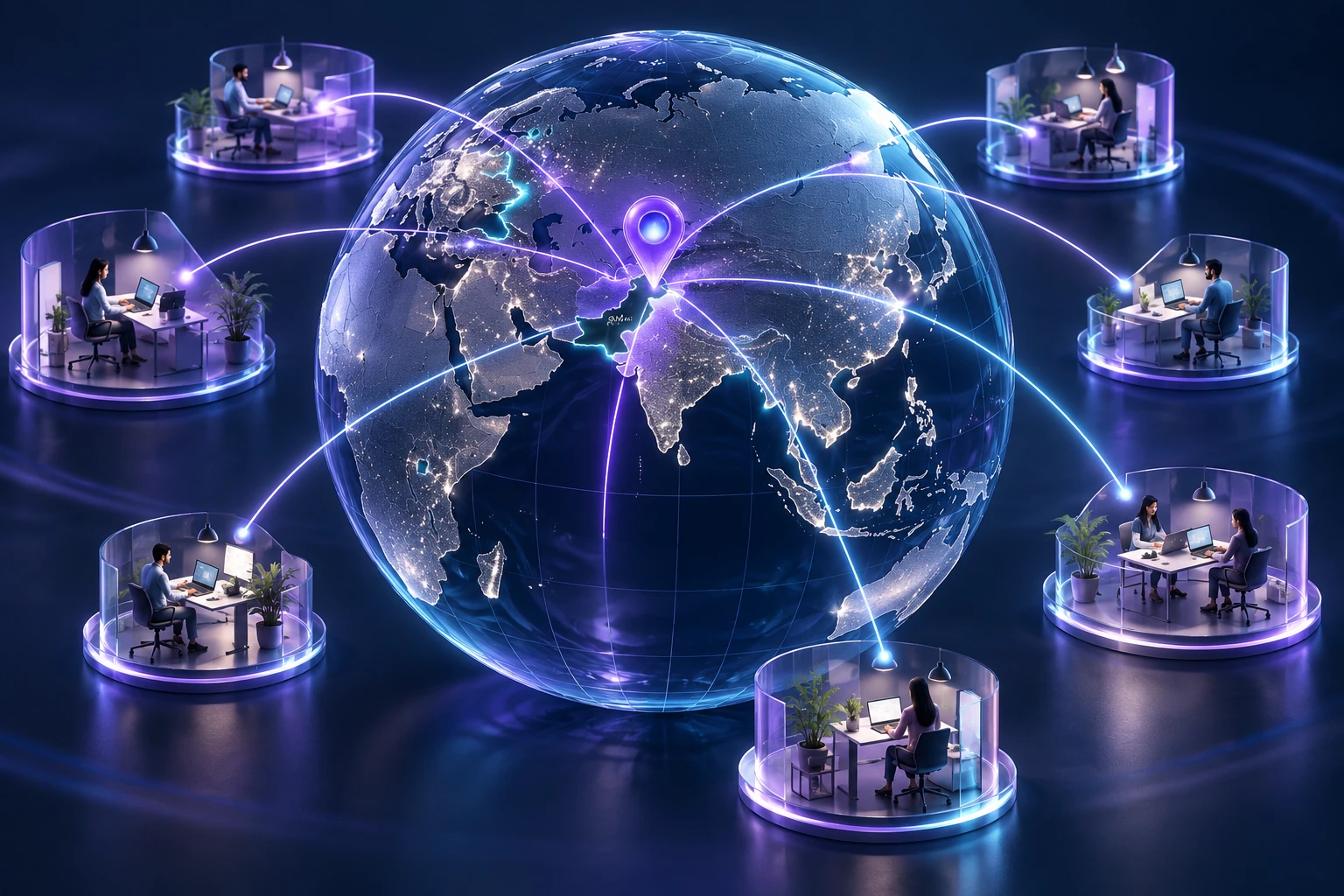 Conceptual illustration of outsourcing pakistan